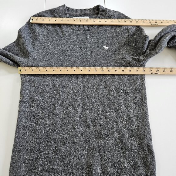 Abercrombie & Fitch Sweater Men M Marled Gray LS Crew Neck Wool Preppy Academia - Picture 4 of 16
